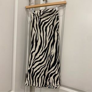 Mini Strapless Zebra Dress with Open Tie Draped Back